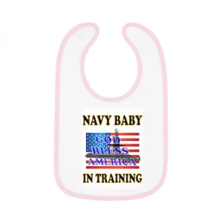 Navy Baby Contrast Trim Jersey Bib for Boys and/or Girls