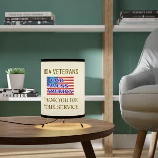 USA Veterans - Thank You for Your Service - Tripod Lamp with High-Res Printed Shade, US\CA plug.
