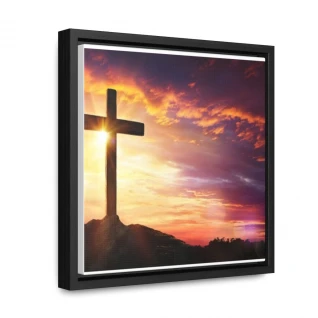 Sunrise Cross - Square Framed Photo - Gallery Canvas Wraps