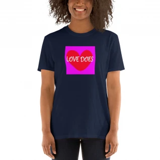 Love Does Short-Sleeve T-Shirt - Pink Background - For Her