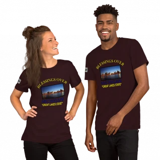 Blessings Over Michigan Short-Sleeve T-Shirt - Great Lakes State - For Him or Her