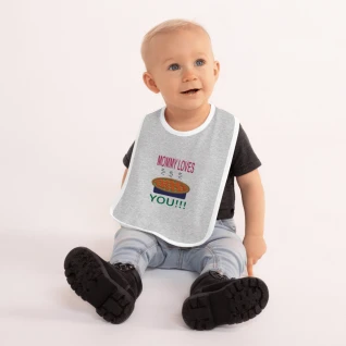 Mommy Loves You - Embroidered Baby Bib - For Boys and/or Girls