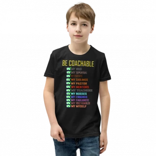 Be Coachable Youth Short Sleeve T-Shirt - For Boys or Girls 