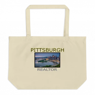 Pittsburgh Realtor - Large Organic Tote Bag - For Him or For Her
