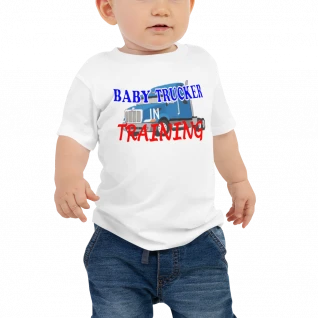 Baby Trucker in Training - Baby Jersey Short Sleeve T-Shirt - For Boys or For Girls